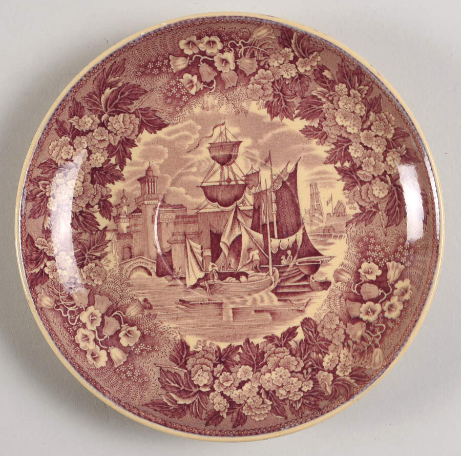 Ferrara Plum (Tan Body, No Trim) Saucer for Cream Soup Bowl & Lid by Wedgwood-1