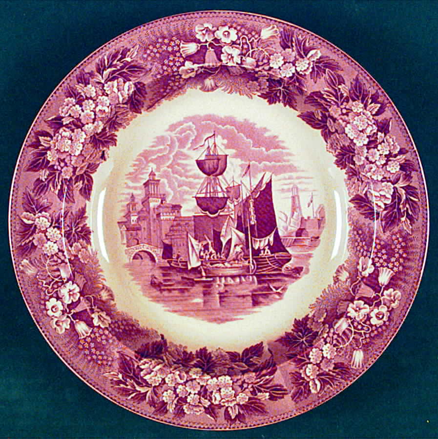 Ferrara Plum (Tan Body, No Trim) Rim Soup Bowl by Wedgwood-1