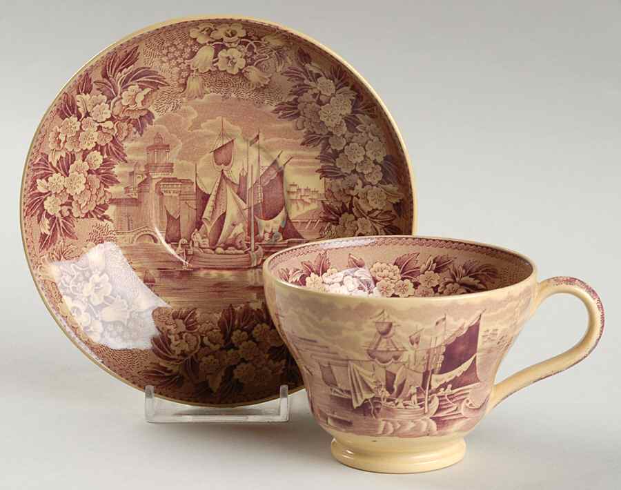 Ferrara Plum (Tan Body, No Trim) Footed Cup & Saucer Set by Wedgwood-1