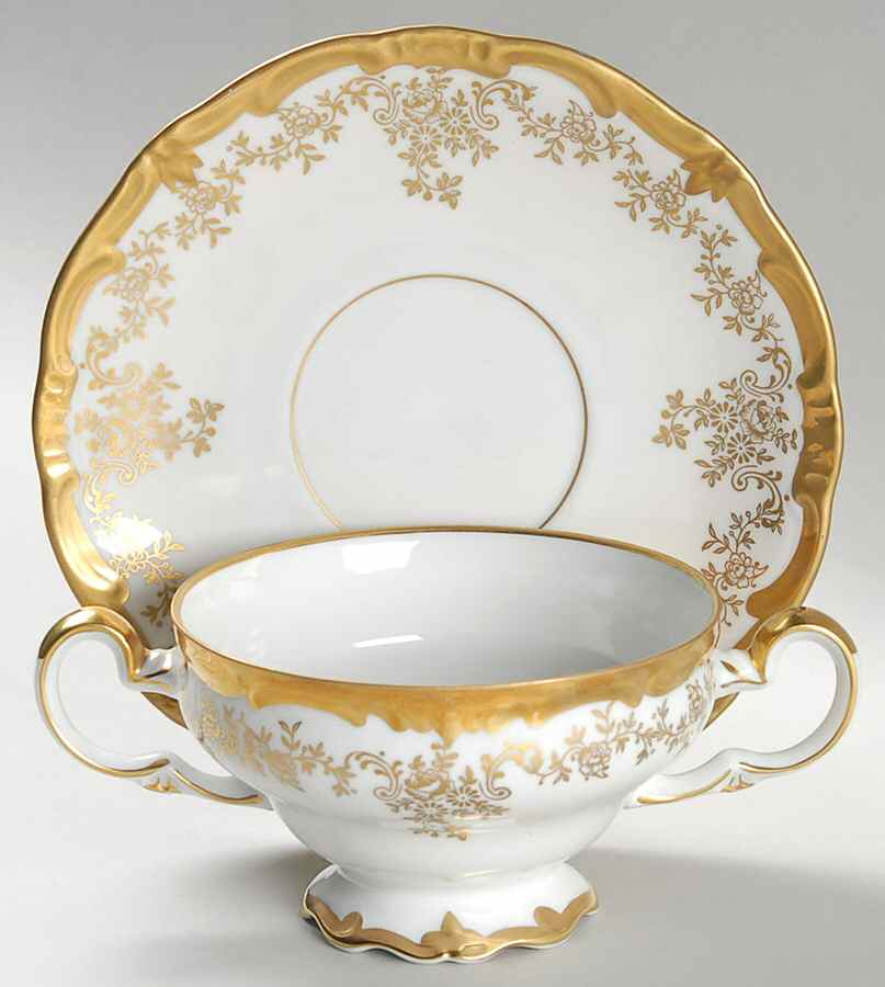 14051 Footed Cream Soup Bowl & Saucer Set by Weimar-1