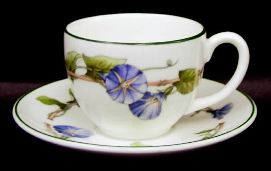 Blue Delphi Flat Cup & Saucer Set by Wedgwood-1