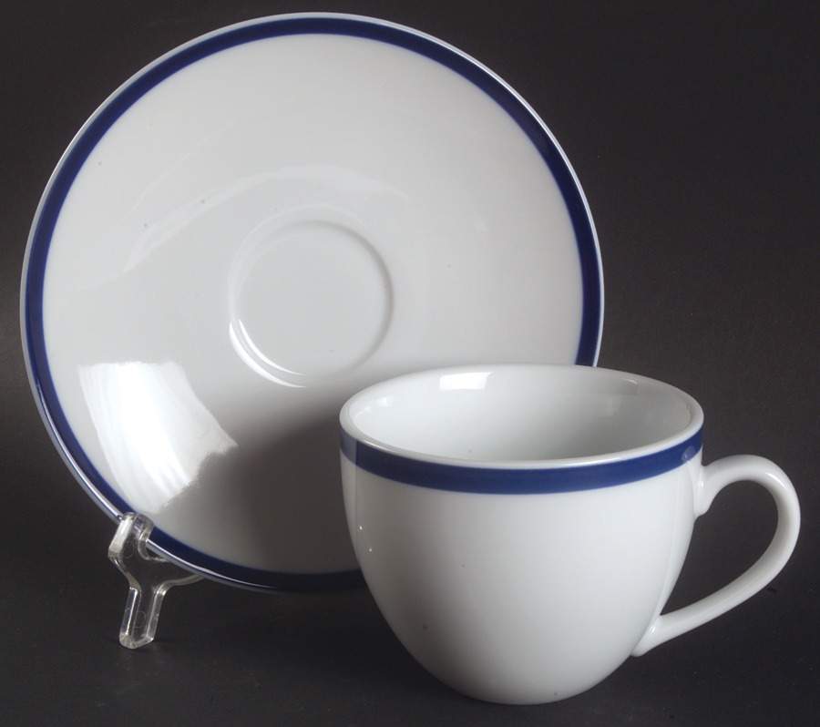 Brasserie Blue Flat Cup & Saucer Set by Williams-Sonoma-1