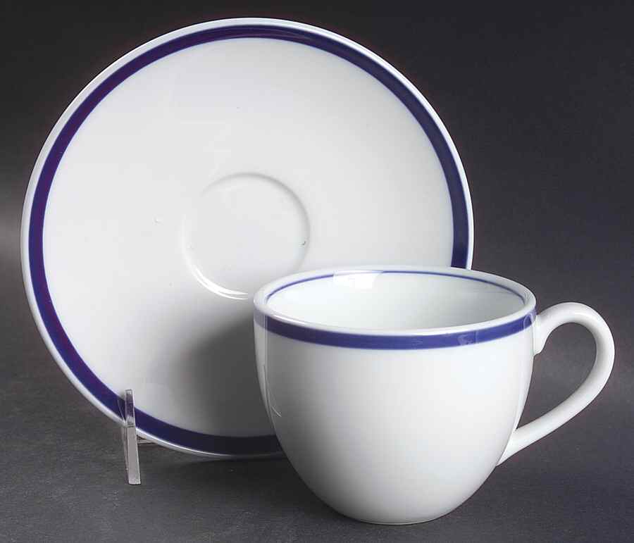 Brasserie Blue Flat Cup & Saucer Set by Williams-Sonoma-1