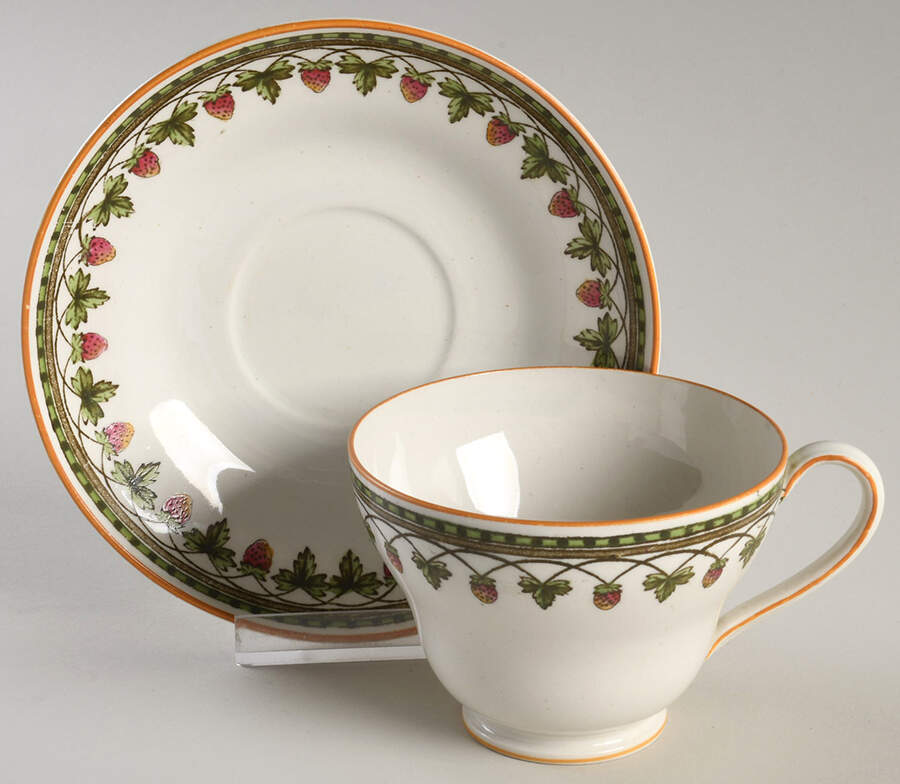 Strawberry Fruit Footed Cup & Saucer Set by Wedgwood-1