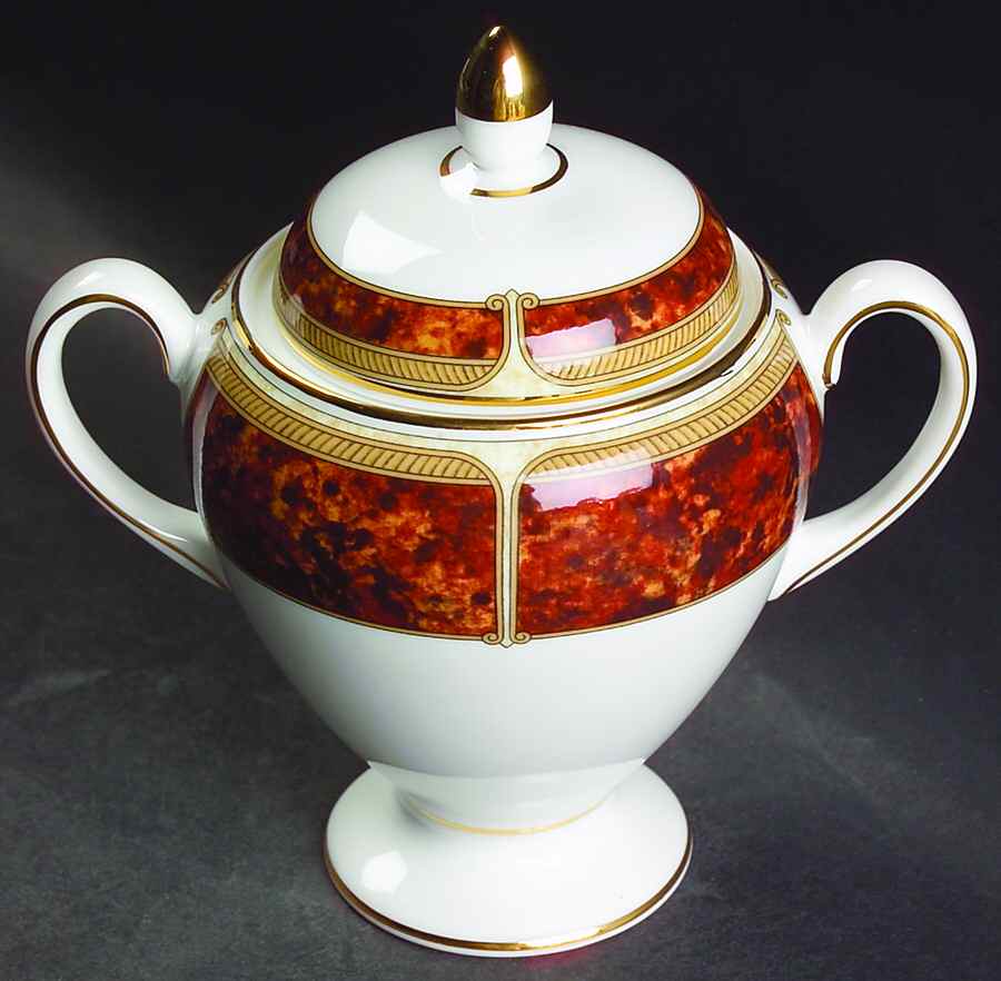 Tortoiseshell Globe Shape Sugar Bowl & Lid by Wedgwood-1