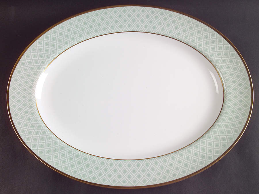 Fitzpatrick Green 15" Oval Serving Platter by Waterford China-1
