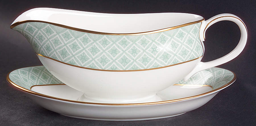 Fitzpatrick Green Gravy Boat & Underplate by Waterford China-1