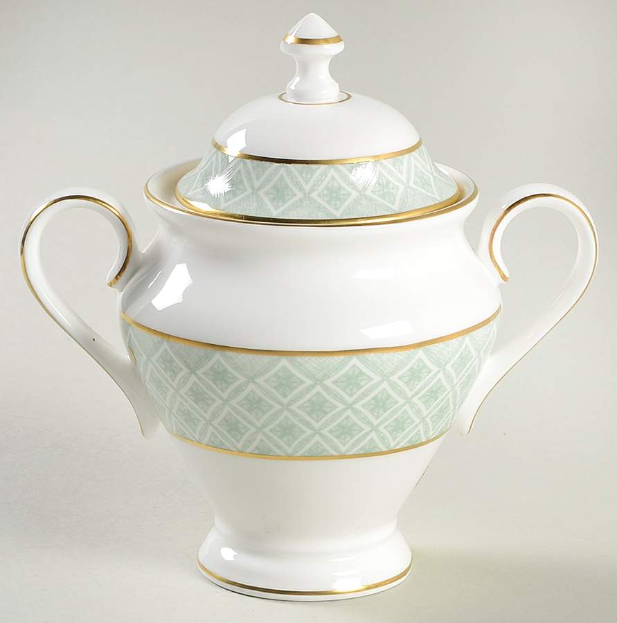 Fitzpatrick Green Sugar Bowl & Lid by Waterford China-1