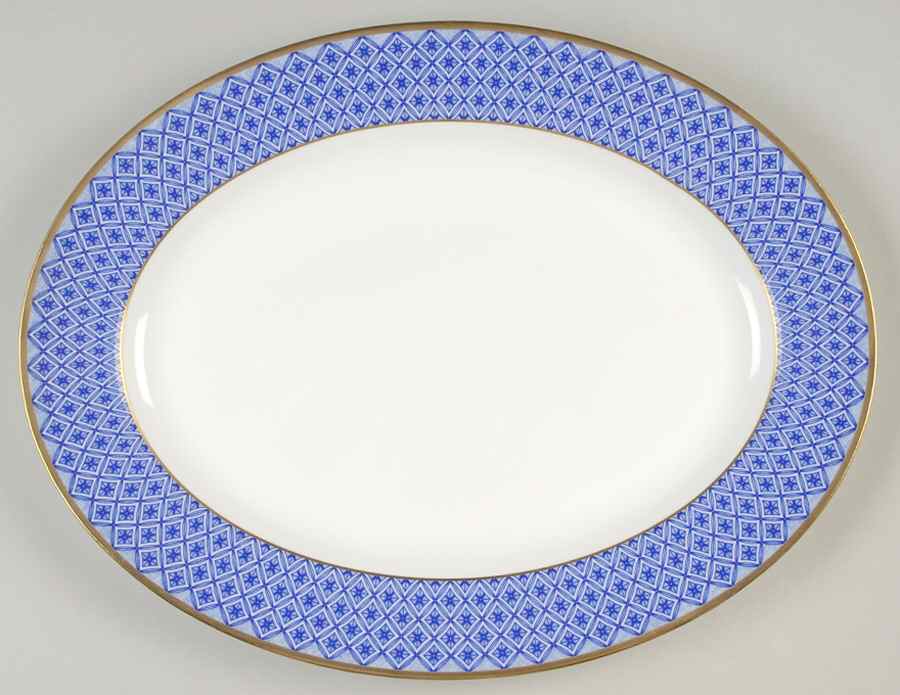 Fitzpatrick Blue 15" Oval Serving Platter by Waterford China-1