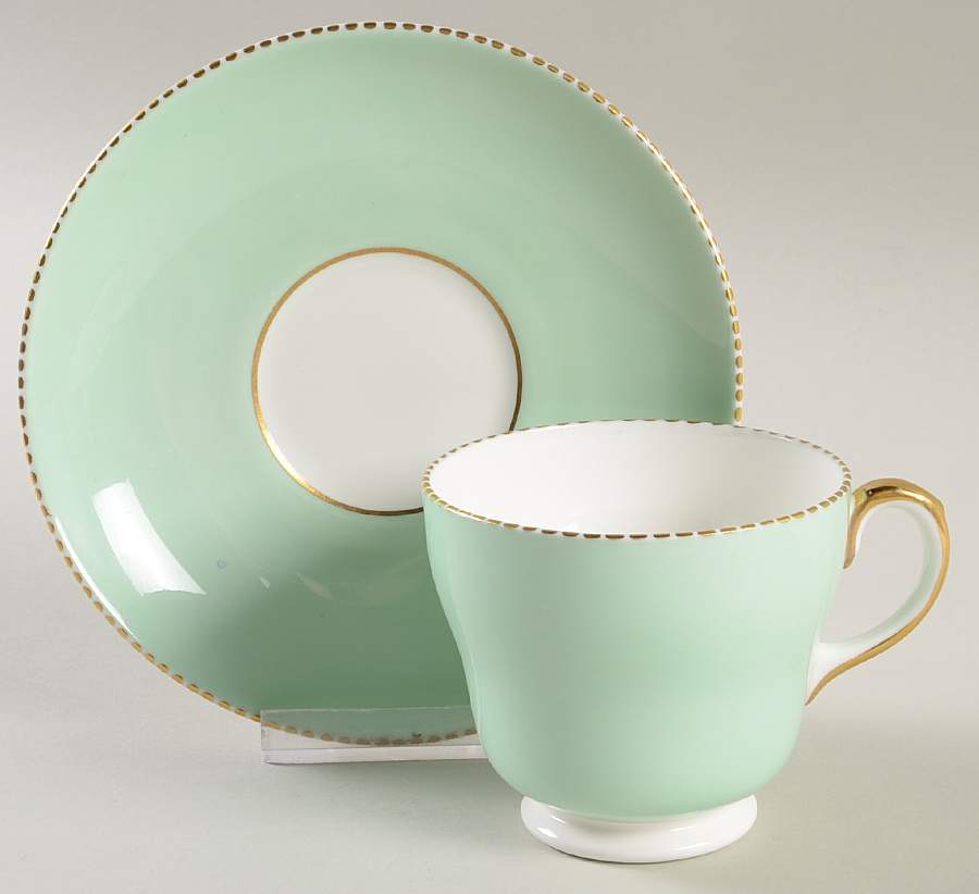 April Crayon Green Footed Cup & Saucer Set by Wedgwood-1