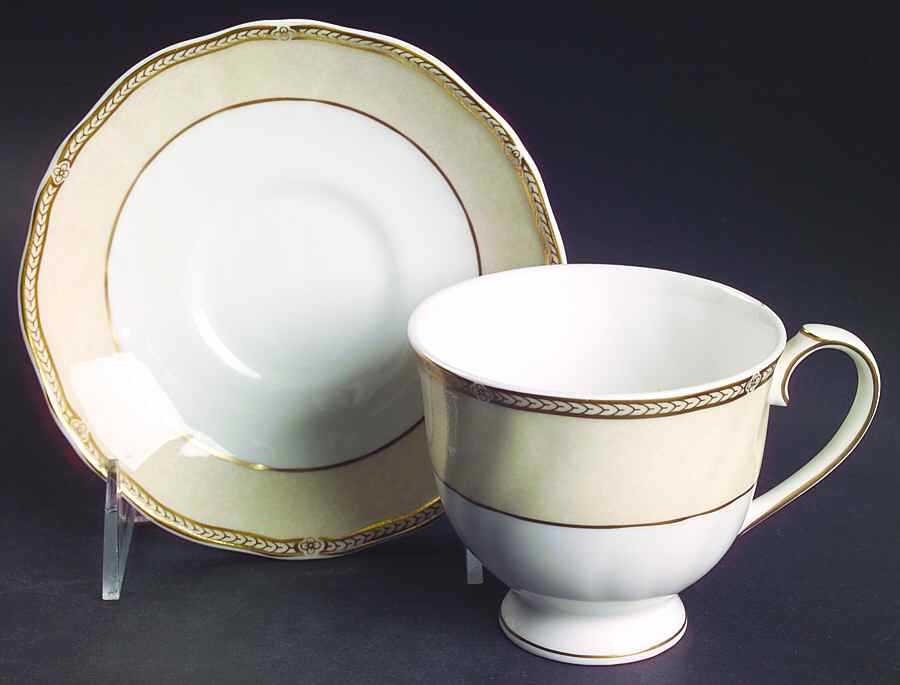 Crown Ivory Footed Cup & Saucer Set by Wedgwood-1