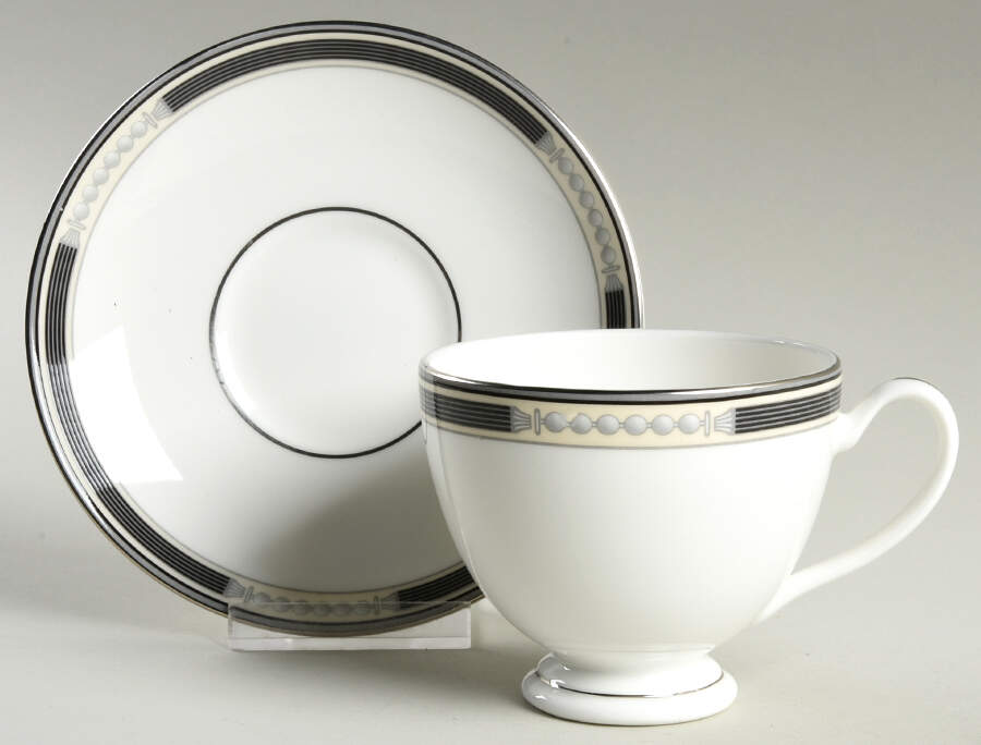 Carleton Platinum Footed Cup & Saucer Set by Waterford China-1