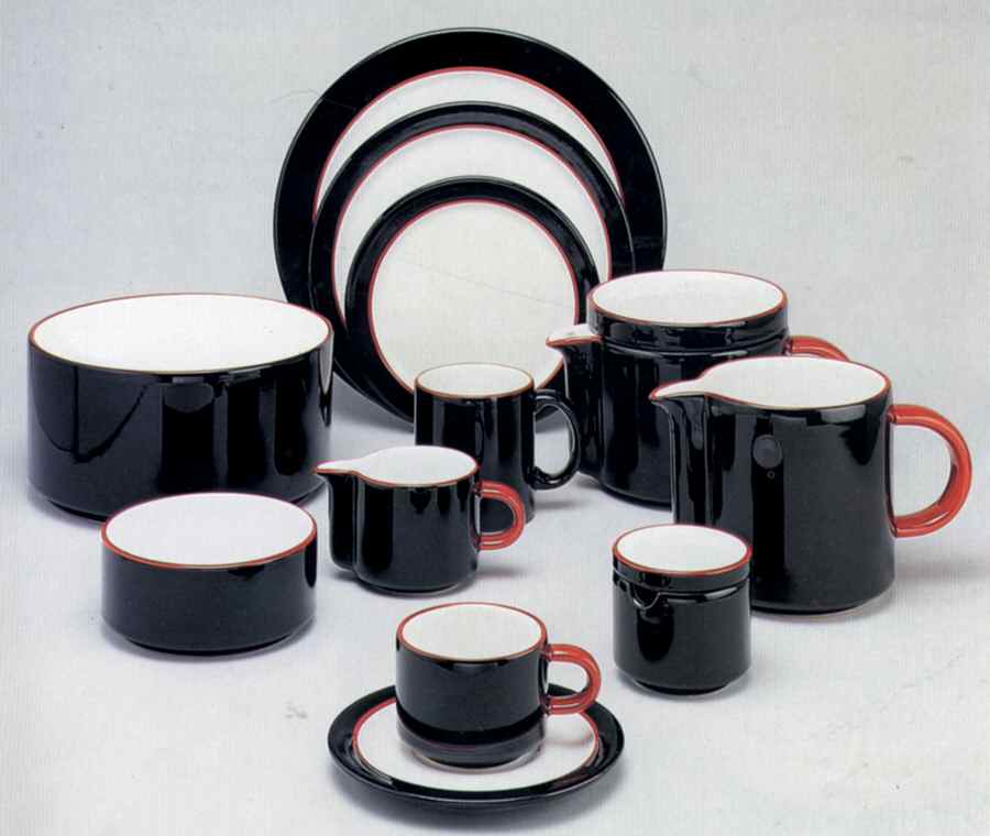 Black Rim Flat Cup & Saucer Set by Waechtersbach-1