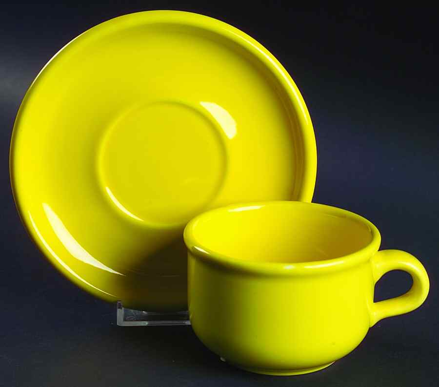 Solid Colours Desert Yellow Flat Cup & Saucer Set by Waechtersbach-1