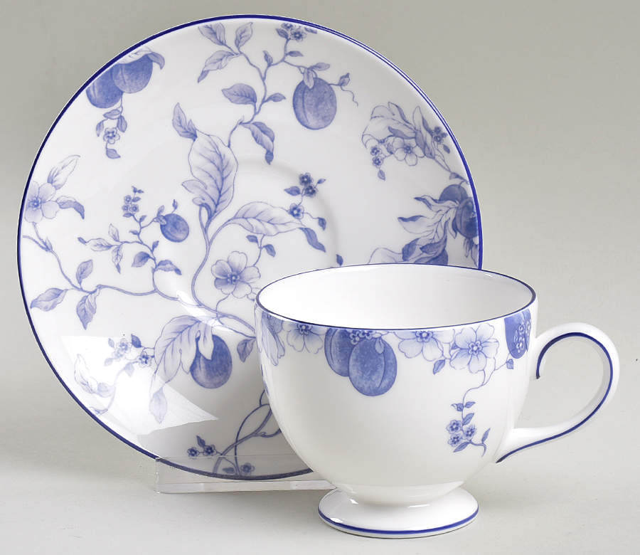 Blue Plum Leigh Shape Footed Cup & Saucer Set by Wedgwood-1