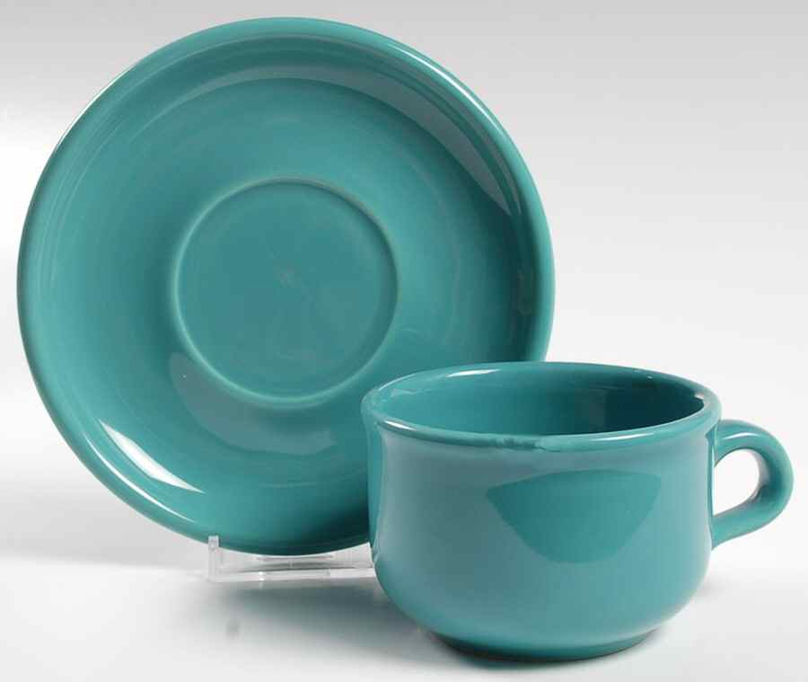 Solid Colours Turquoise Flat Cup & Saucer Set by Waechtersbach-1