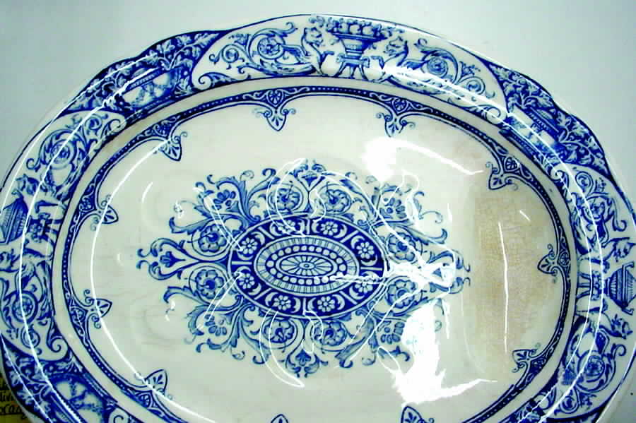 Queen Charlotte Blue 13" Oval Platter with Well by Wedgwood-1