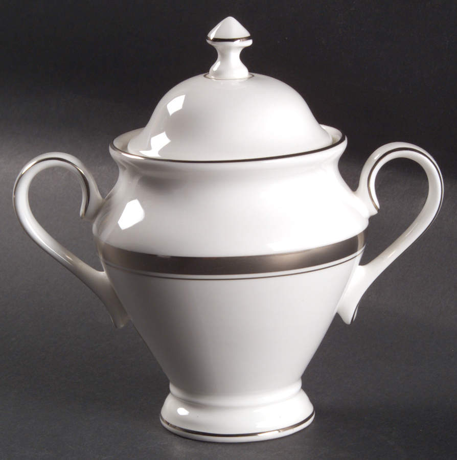 Harcourt Platinum Sugar Bowl & Lid by Waterford China-1