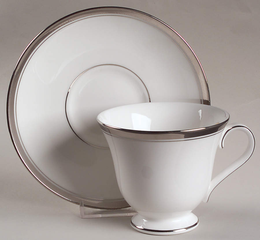Harcourt Platinum Footed Cup & Saucer Set by Waterford China-1