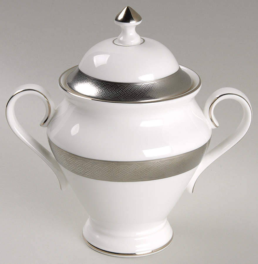 Kells Platinum Sugar Bowl & Lid by Waterford China-1