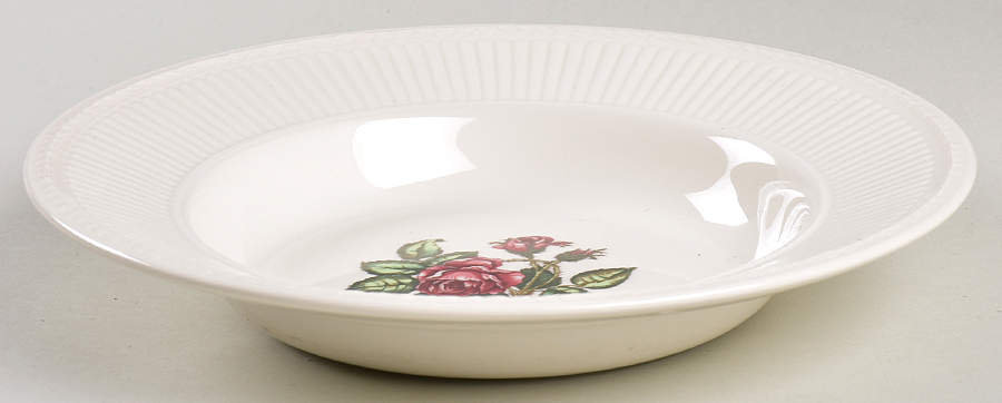 Moss Rose (Newer, Black Backstamp) Large Rim Soup Bowl by Wedgwood-1