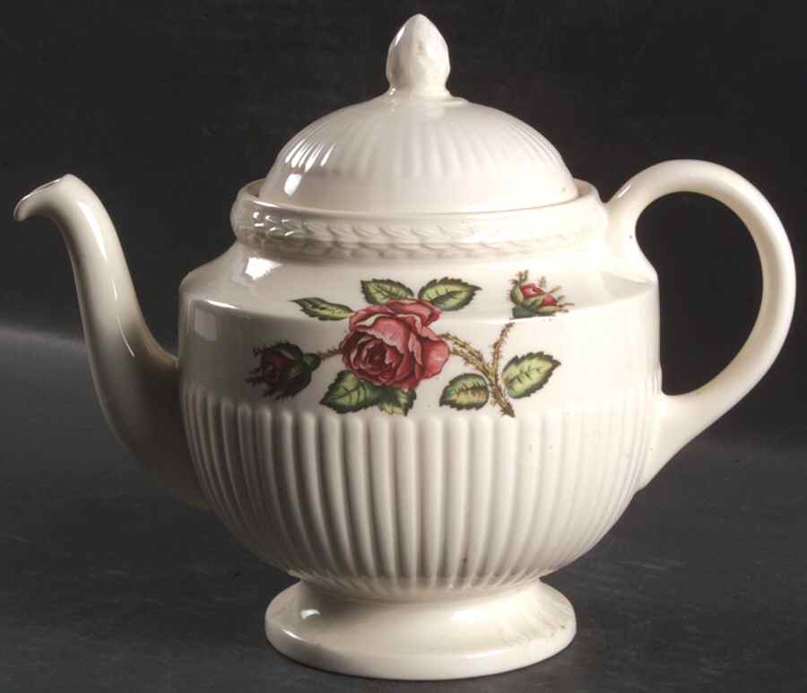 Moss Rose (Newer, Black Backstamp) Teapot & Lid by Wedgwood-1