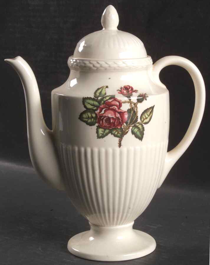 Moss Rose (Newer, Black Backstamp) Coffee Pot & Lid by Wedgwood-1