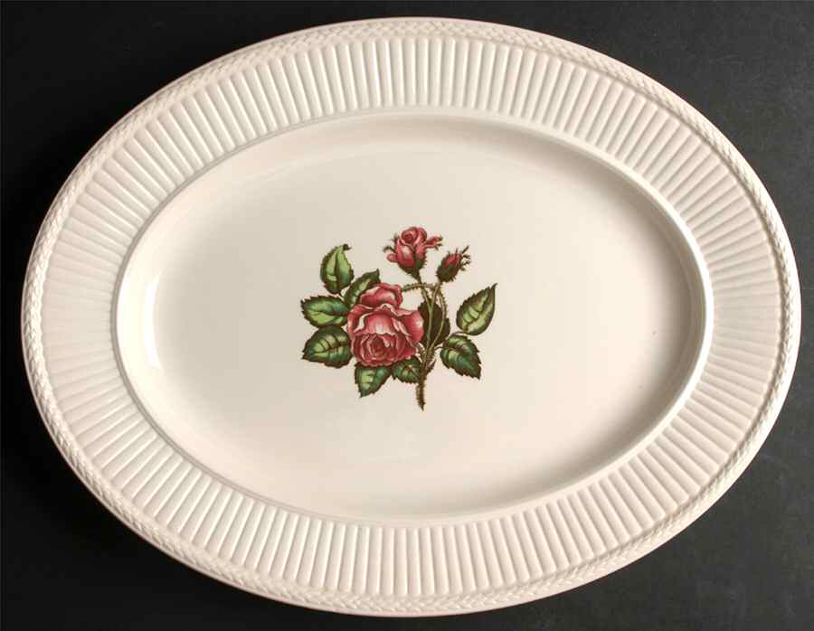 Moss Rose (Newer, Black Backstamp) 16" Oval Serving Platter by Wedgwood-1