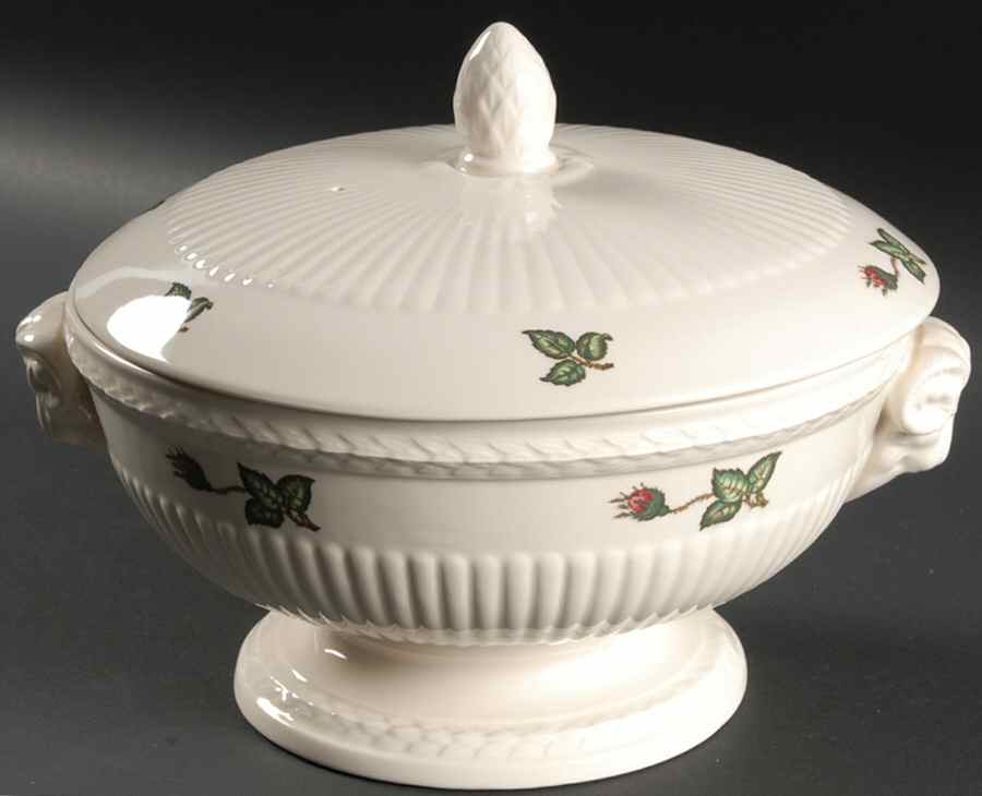 Moss Rose (Newer, Black Backstamp) Round Covered Vegetable by Wedgwood-1