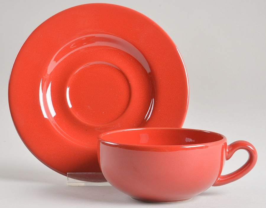 Fun Factory Freestyle Red-Cherry (Germany) Flat Cup & Saucer Set by Waechtersbach-1