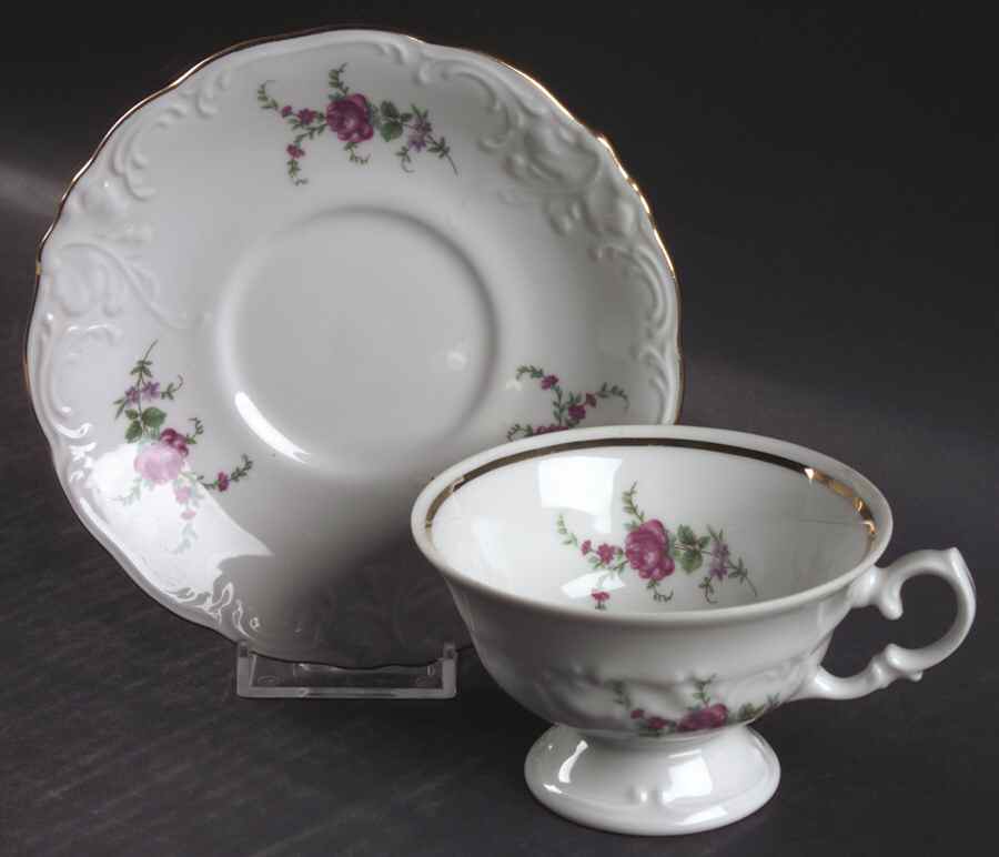 Rose Garden Footed Cup & Saucer Set by Wawel-1