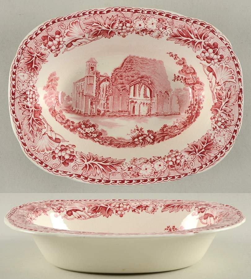 Abbeys Red 8" Oval Vegetable Bowl by Wood & Sons-1