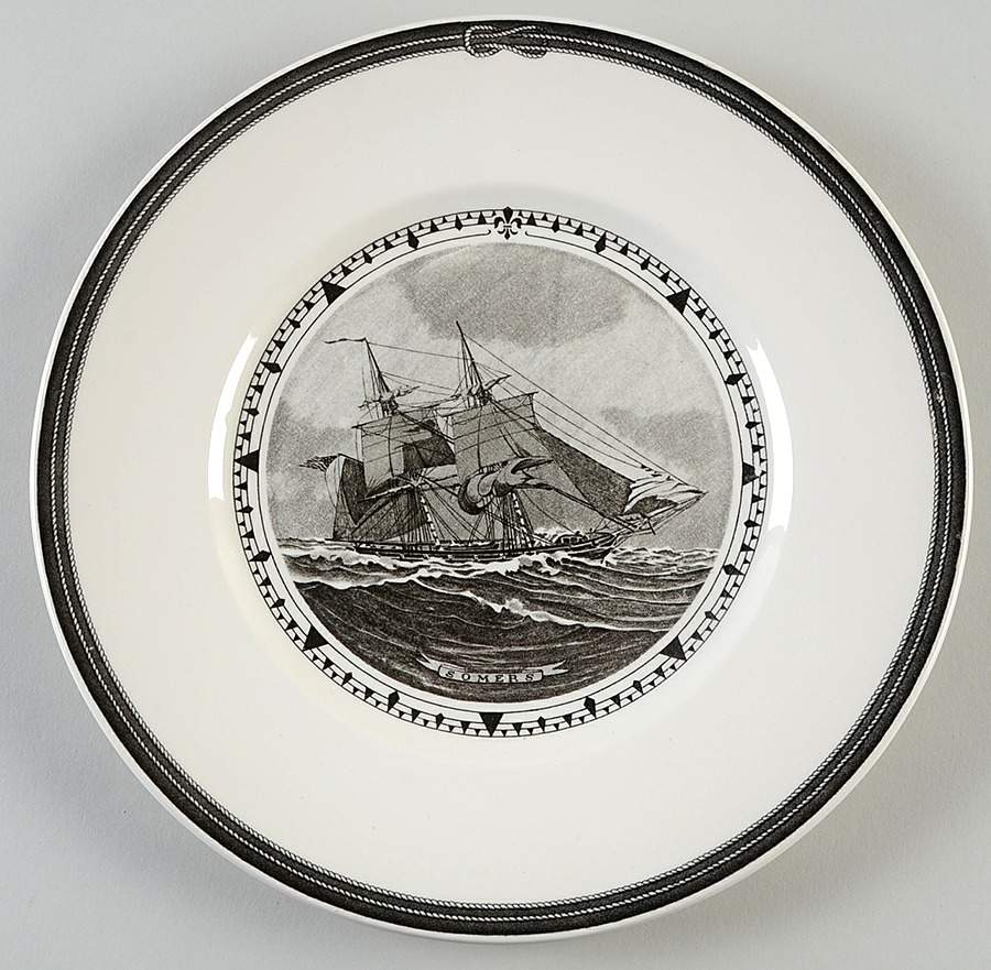 American Sailing Ships Black Dinner Plate by Wedgwood-1