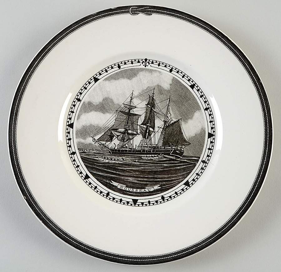 American Sailing Ships Black Dinner Plate by Wedgwood-1