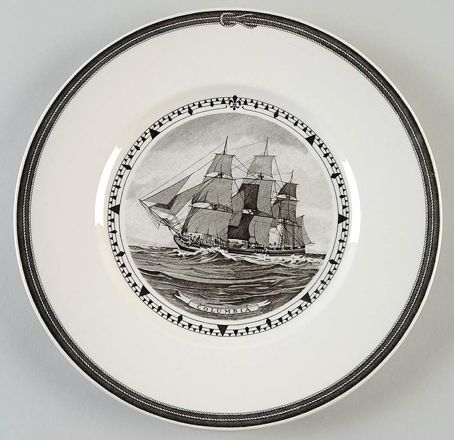 American Sailing Ships Black Dinner Plate by Wedgwood-1