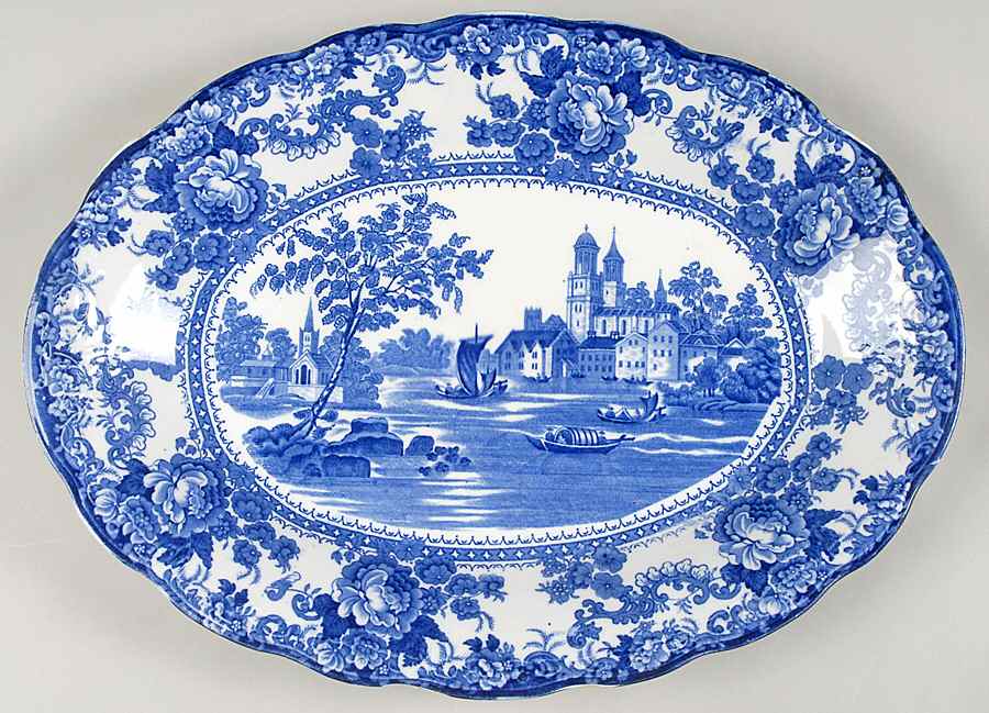 Togo (Transferware, No Gold) 14" Oval Serving Platter by F Winkle-1