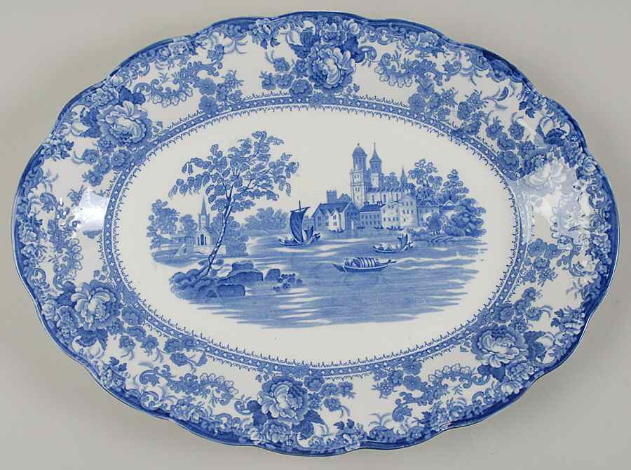 Togo (Transferware, No Gold) 16" Oval Serving Platter by F Winkle-1