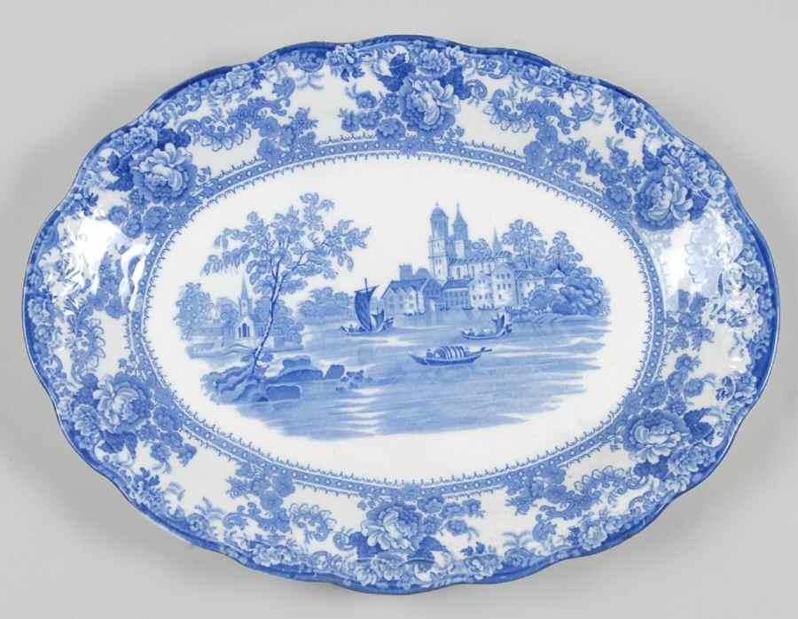 Togo (Transferware, No Gold) 12" Oval Serving Platter by F Winkle-1