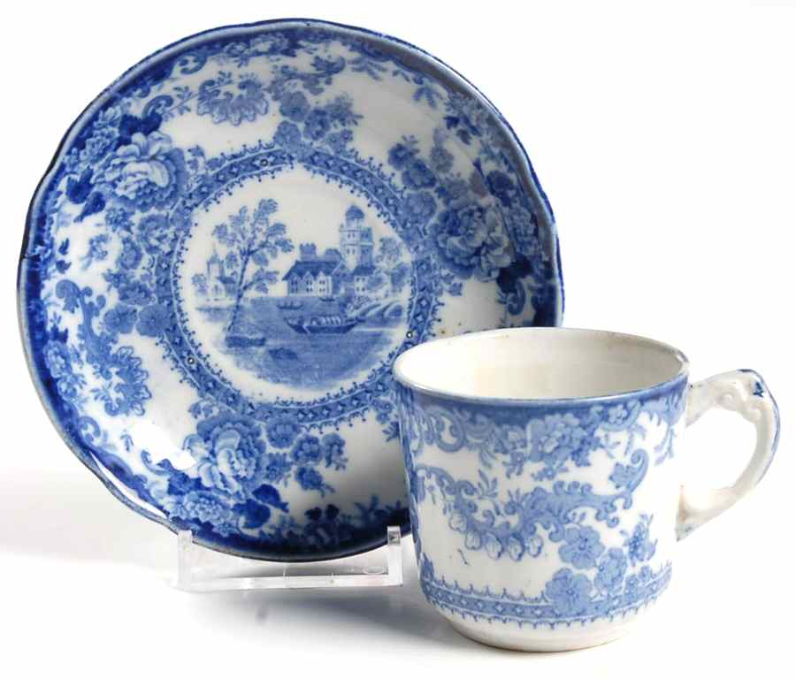 Togo (Transferware, No Gold) Flat Demitasse Cup & Saucer Set by F Winkle-1