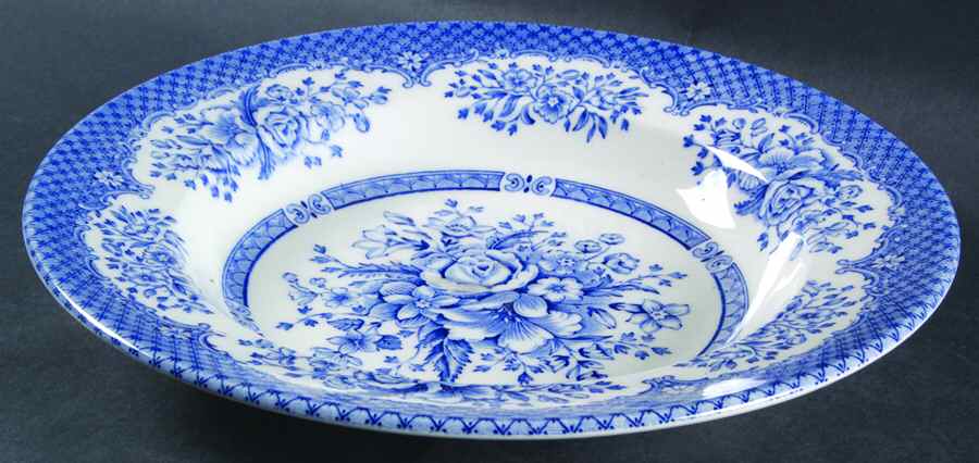 Kew Blue Large Rim Soup Bowl by Wood & Sons-1