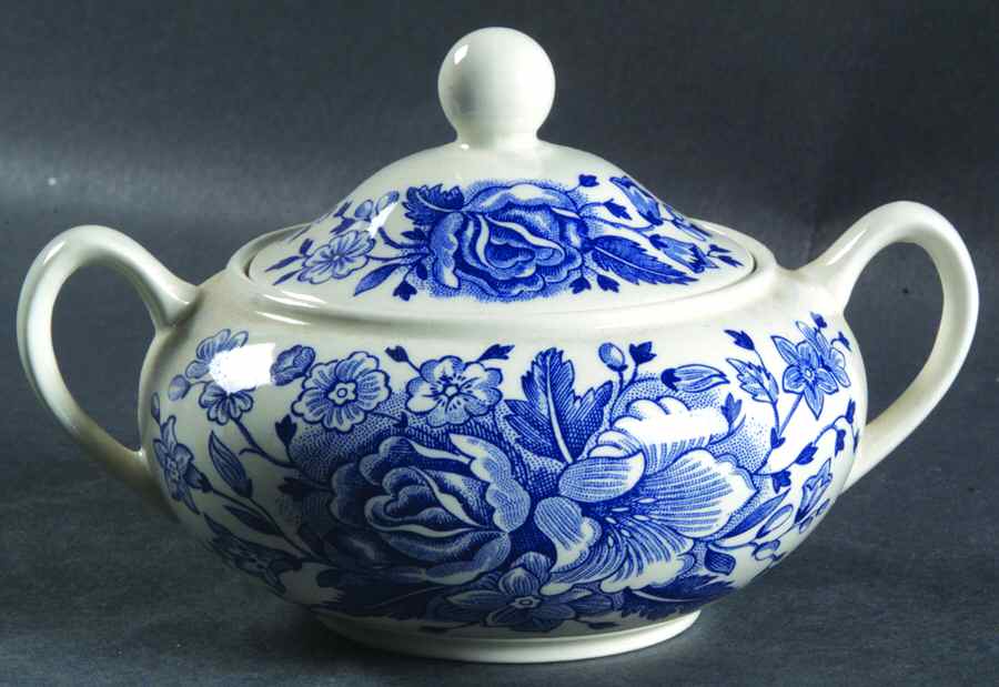 Kew Blue Sugar Bowl & Lid by Wood & Sons-1