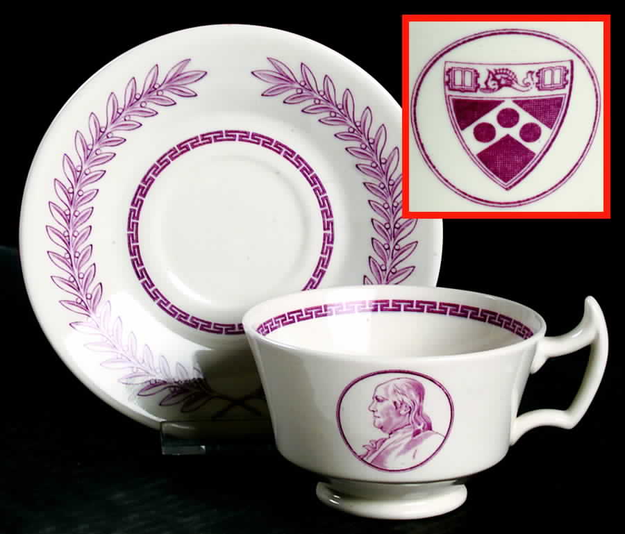 University of Pennsylvania Mulberry Footed Cup & Saucer Set by Wedgwood-1