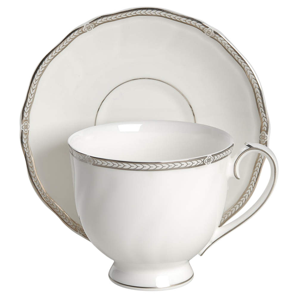 Crown Platinum Footed Cup & Saucer Set by Wedgwood-1