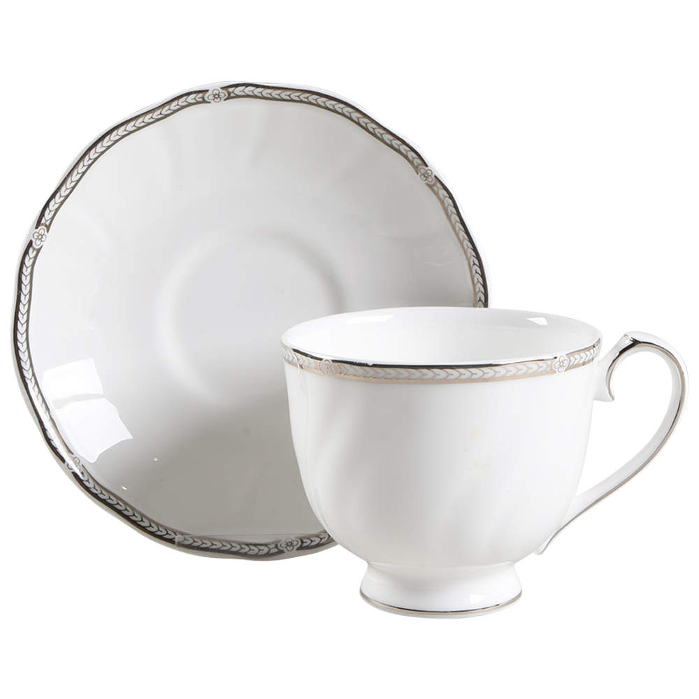 Crown Platinum Footed Cup & Saucer Set by Wedgwood-1