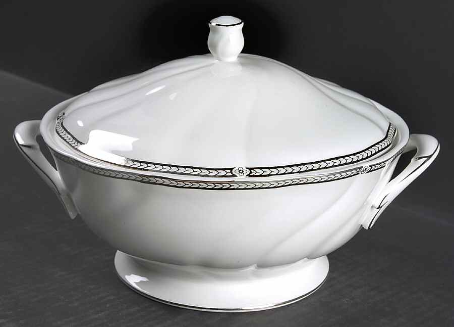 Crown Platinum Round Covered Vegetable by Wedgwood-1