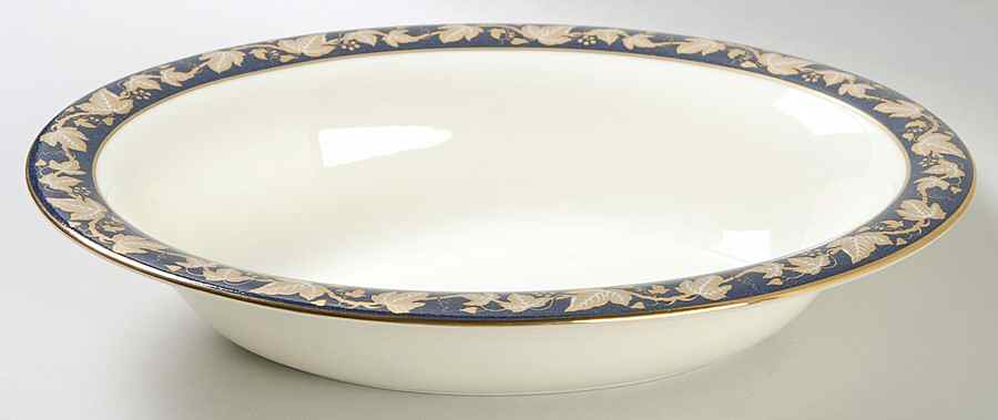 Whitehall 2000 (Powder Dark Blue Rim) 9" Oval Vegetable Bowl by Wedgwood-1