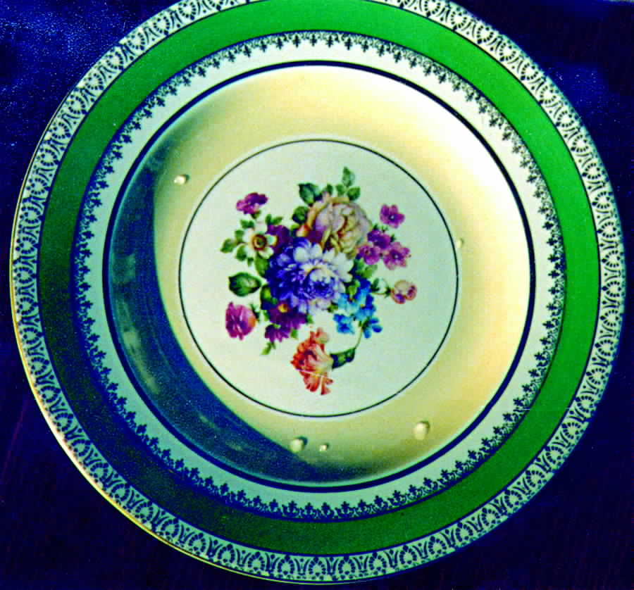 WOO43G (GREEN BAND) Dinner Plate by Wood & Sons-1