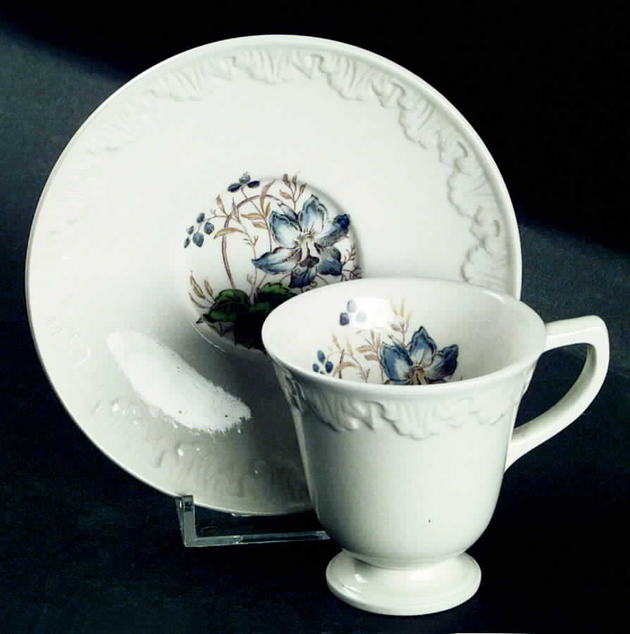 Hampton Court (Cream Rim) Footed Demitasse Cup & Saucer Set by Wedgwood-1