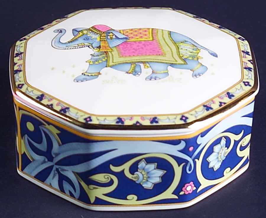 Blue Elephant Octagonal Box & Lid by Wedgwood-1