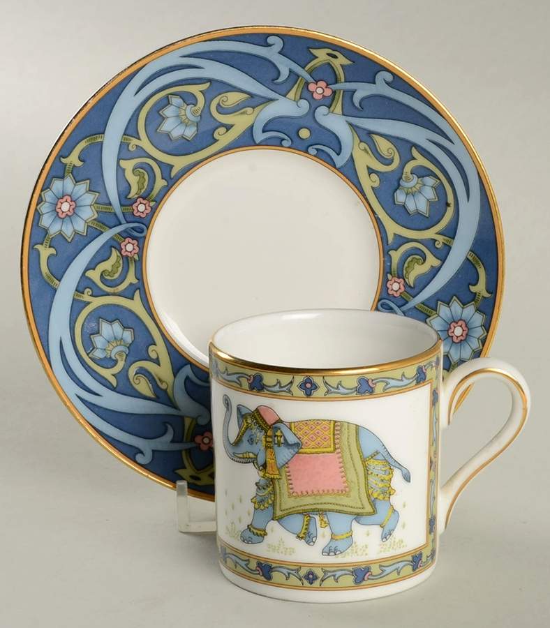 Blue Elephant Bond Shape Demitasse Cup and Saucer Set by Wedgwood-1